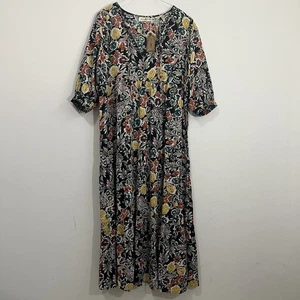 NWT Natural Life Sage Tiered Maxi Dress Sz M Floral Black Boho Peasant Fairy - Picture 1 of 17