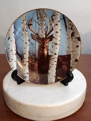 Danbury Mint AUTUMN SENTINEL Pride of the Wilderness DEER PLATE Bob Travers MIB - Image 1 of 3