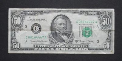 1969 C $50  Federal Reserve Note/Philadelphia/F-2117C/significant circulation - Image 1 of 4