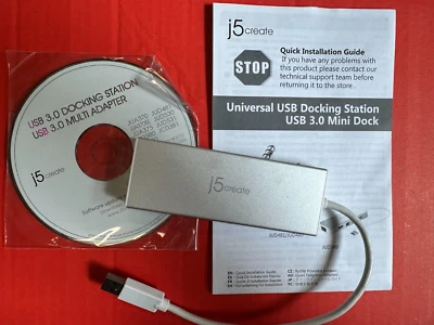 j5create JUD380 USB 3.0 Mini Docking Station - With Disc & Manual - Image 1 of 4