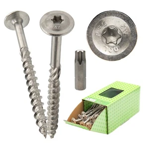 Tornillo de cabeza plana tornillo para madera A2 acero inoxidable Ø 6 mm, 8 mm + BIT incl. - Imagen 1 de 86