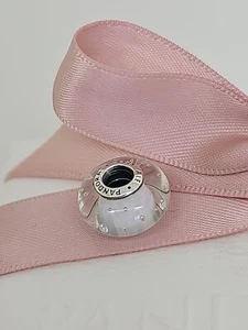 Authentic Pandora Murano Glass White Fizzle Charm Bead 791617CZ Retired - Foto 1 di 3