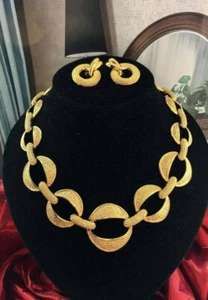 NOS Designer Napier oval Necklace & clip on earrings designer Couture 80s MINT! - Picture 1 of 8