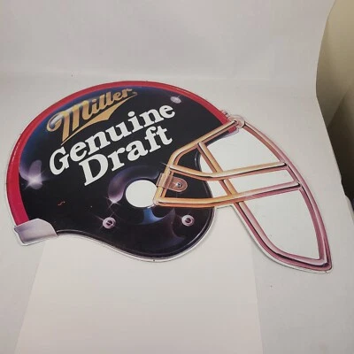 Vtg Miller Genuine Draft Beer Football Helmet Metal Tin Sign Large 38" x 30" MGD - Image 1 of 4