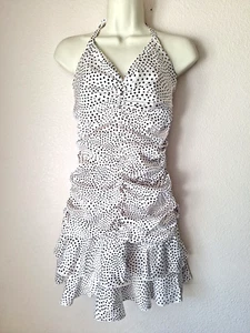 Vestido Jessica McClintock Mujer 4 Lunares Años 90 Y2K Sin Tirantes Acanalado Mini Halter - Imagen 1 de 14