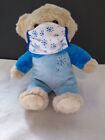 Tan bear 13”  Plush Toy blue outfit W/face mask Inter American  stuffed