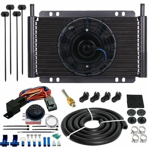15 ROW AUTO TRANS-MISSION OIL COOLER 6" ELECTRIC FAN ADJUSTABLE TEMP SWITCH KIT - Picture 1 of 10