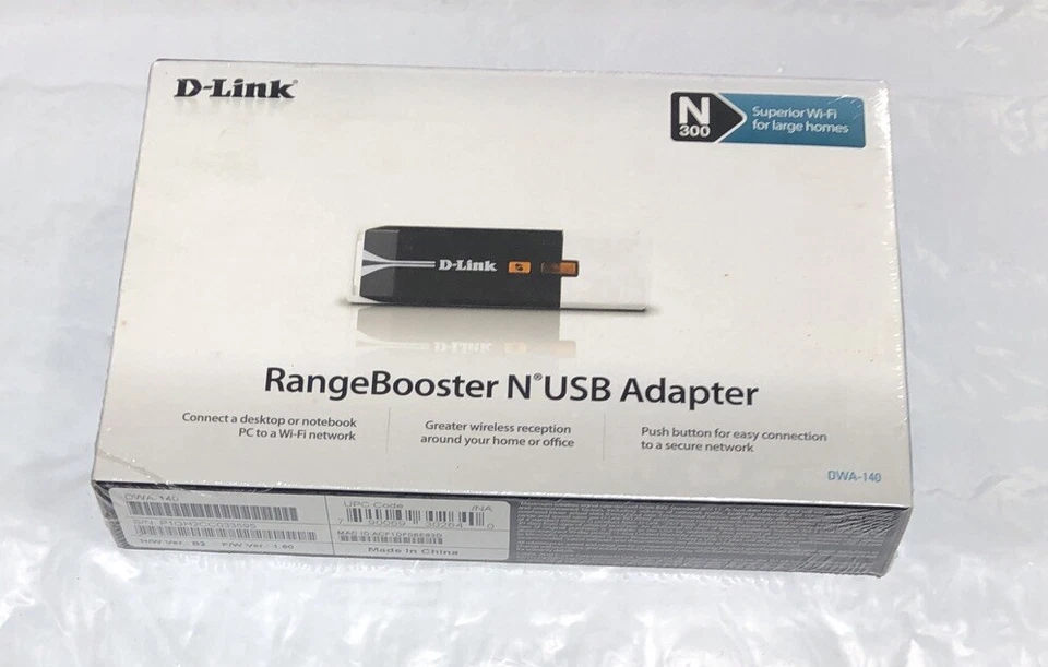  D-LINK N300 SUPERIOR WI-FI FOR LARGE HOMES RANGE BOOSTER N USB ADAPTER  SEALED - Image 1 of 4