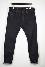 ALLSAINTS Cigarette Skinny Fit Selvedge Jeans Mens W33 Dark Blue Button Fly
