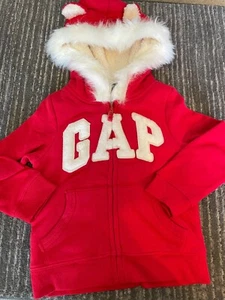 baby gap 4T Cotton/Polyester, Red White Logo, Hood, Front Zip,Sweatshirt NWT NEW - Picture 1 of 6
