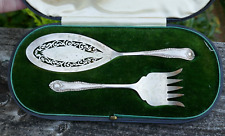 Antique Hallmarked 1912 Mappin & Webb Sterling Small Fish Set In Leather Case