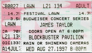 1997 James Taylor Concert Ticket Stub Blockbuster Pavilion # 59 - Picture 1 of 2