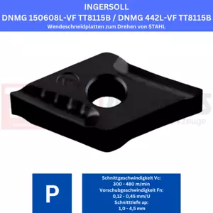 10 x INGERSOLL DNMG 150608L-VF TT8115B für Stahl !NEU, mit Rechnung! - Bild 1 von 4