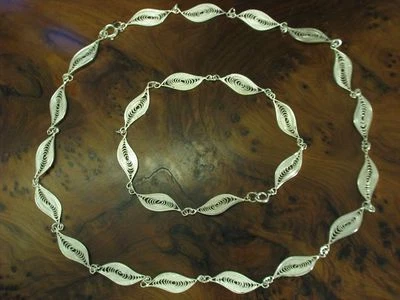 925 Argento Sterling Set Gioielli/Collier & Bracciale / Vero Argento / 19,1g - Immagine 1 di 3