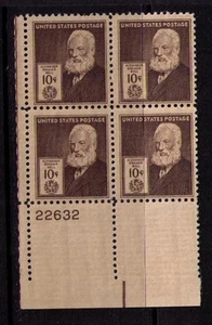 US USA Sc# 893 MNH FVF PLATE # BLOCK Alexander Bell Inventor Telephone AT&T - Picture 1 of 1