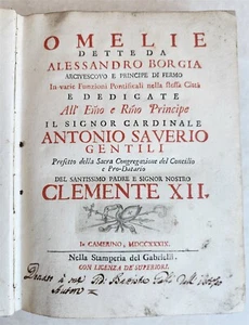 1739 OMELIE DETTE DA ALESSANDRO BORGIA antique RARE SERMONS - Picture 1 of 11