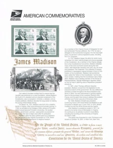 #640 34c President James Madison #3545 USPS Commemorative Stamp Panel - Picture 1 of 1