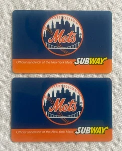 2011 Subway Collectible Gift Card NEW YORK METS. 2 cards Mint Worldwide shipping - Picture 1 of 2