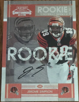 2008 Playoff Contenders Rookie Autograph Jerome Simpson #150 Cincinnati Bengals - Image 1 of 2