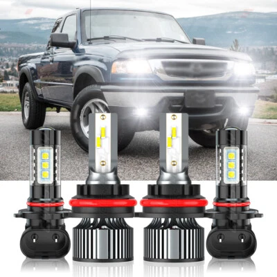 For Mazda B3000 B4000 2000-2008 4pc LED Headlight High/Low + Fog Light Bulbs Kit - Image 1 of 4