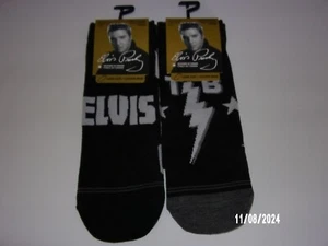 Elvis Presley Low Cut Black Name Print 2 Pair Socks Sz.7-12 One Size TAG - Picture 1 of 2