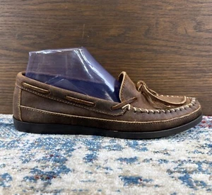 Vtg Minnetonka Double Bottom Loafer Brown Suede Moccasin Shoe Womens Sz 7.5 NOS - Picture 1 of 14