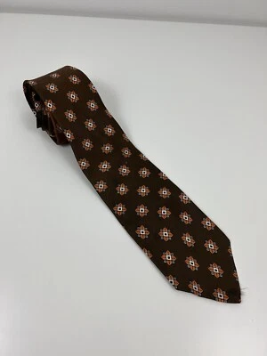 Gravata Christian Dior vintage gravata toda de seda marrom floral designer FALHAS USADAS - Imagem 1 de 4