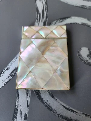 Antiguo Estuche para Tarjetas de Llamada Victorina Madreperla, 3"W 4"H, Accesorio Foto 1 de 4