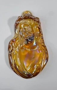 Vintage CARNIVAL GLASS JESUS CHRIST WALL PLAQUE Marigold Color 5.25" Long - Picture 1 of 8