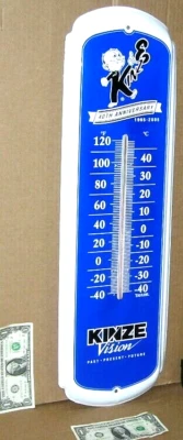 IMPLEMENTO DE MAQUINARIA AGRÍCOLA KINZE 40 Aniversario TERMÓMETRO DE HOJALATA ANTIGUO Fecha 2005 Foto 1 de 4