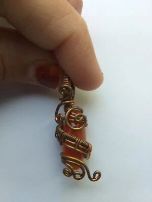 Ciondolo avvolto in filo Coroline Gioielli Corniola Filo di rame Gemma... - Immagine 1 di 4