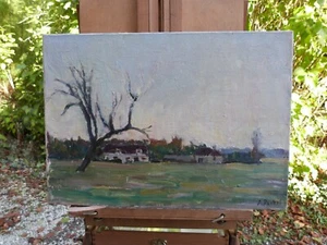 Albert PIETRI (1894-1956) Oil on canvas, Landscape dedicated to Renée Randon - Picture 1 of 8