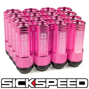 SICKSPEED 16PC PINK ALUMINUM EXTENDED 50MM 2 PC LUG NUTS WHEELS 12X1.5 N16 - Picture 1 of 1