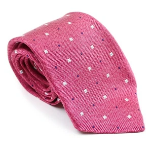 Kiton Napoli Berry Red Geometric Neat Pattern 100% Silk 7-Fold Tie Italy - Picture 1 of 6