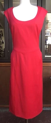 Vestido Rojo Rachel Roy Elegante Sin Mangas Funda Sólida Detalle Cremallera Foto 1 de 4