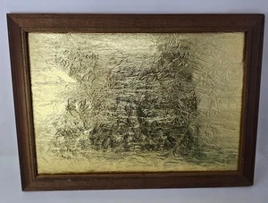 Vintage Handmade Wood Frame 12 x 17 Photo 14 x 20 Gold Textured Backing - Picture 1 of 18