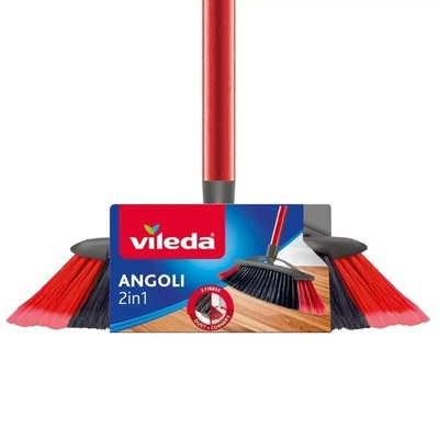 VILEDA 2 in 1 XXL Scopa Due tipi di setole con Manico - Photo 1/4