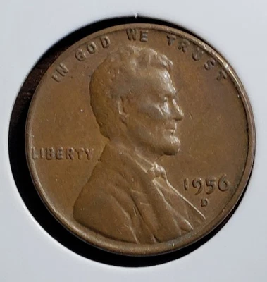 Centavo de trigo D 1956 • DDD LIBERTY y fecha • L en el borde • Huelga débil • Die Wear Foto 1 de 2