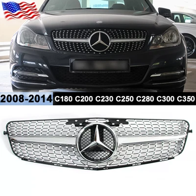 Grille w/Emblem For Mercedes Benz W204 C-Class 2008-2014 Front Grill C300 C350 - Image 1 of 4