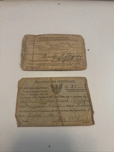 Vintage World War I & WWII Paper Draft Card Registration Certificates - Picture 1 of 10