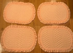 Quited Table place mats, pink with raffles new never used double sided 13 x 17.5 - Picture 1 of 6