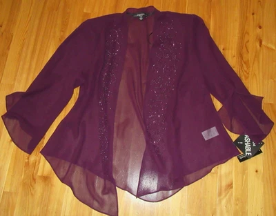 Cárdigan abierto R&M Richards para mujer 16W manga 3/4 cuentas transparentes nuevo con etiquetas ¡Bonito! Foto 1 de 4