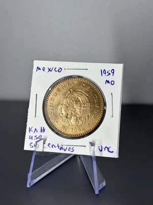 1959 Mo Mexico 50 Centavos Coin Red Uncirculated UNC GEM RED - Image 1 of 2