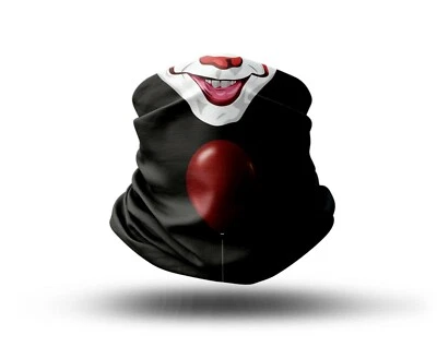 Waschbarer Stoff Gesichtsbezug Hals Gamasche Pennywise Gesicht IT II Design EU Made - Bild 1 von 4