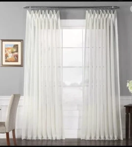Exclusive Fabrics Extra Wide Double Layer Sheer Curtains Pole Pockets 100 X 108 - Picture 1 of 8