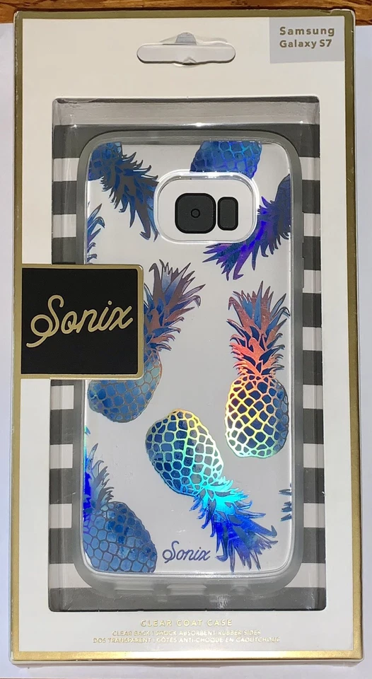 Sonix Clear Coat Case for Samsung Galaxy S7 ~Liana Rainbow Shiny Pineapples~ NEW - Image 1 of 2