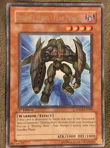 YuGiOh DESTINY HERO - FEAR MONGER DP05-EN009 Rare 1st Edition NM/M - Picture 1 of 2