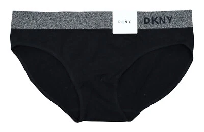DKNY Bikini Panty Logo Brillo Cintura Sin Costuras Ropa Interior Para Mujer L Nuevo con Etiquetas Negro Foto 1 de 2