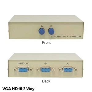 KNTK VGA 2 Way Data Transfer Switch Box Button Type for PC Display Monitor HD15 - Picture 1 of 1