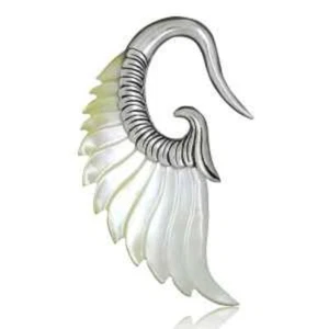 PAIR SILVER PLATED MOP SHELL EAR WEIGHTS EARRINGS 6g LARGE 2" 3/4 INCH PLUG - Picture 1 of 4